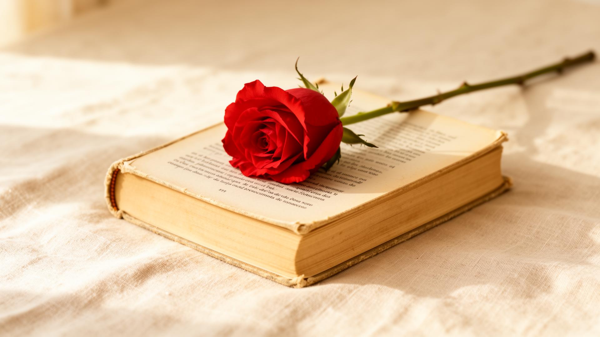 Sant Jordi · rosa roja sobre libro — Brisalta Flores Alicante